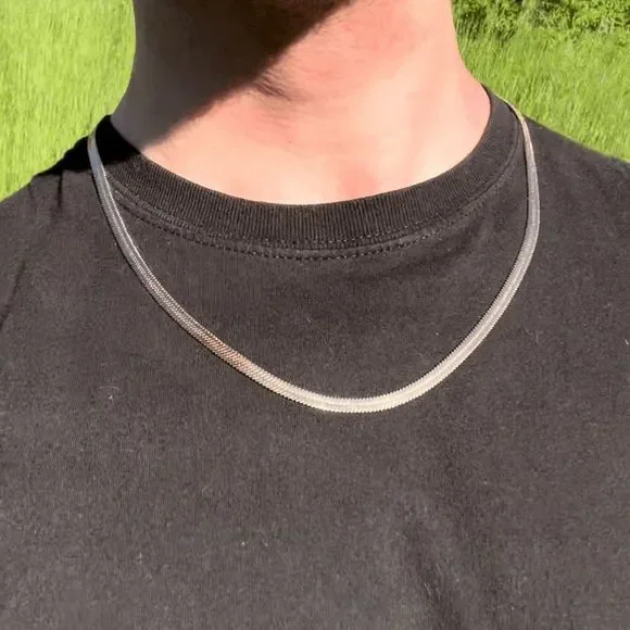 18k Rose Gold Snake Chain Necklace Mens Womens Herringbone Chain Choker 22 inch - Picture 4 of 5